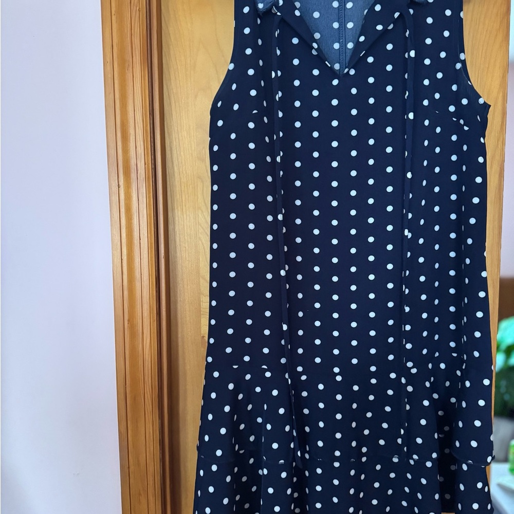Emery Rose Navy Polka Dot Dress